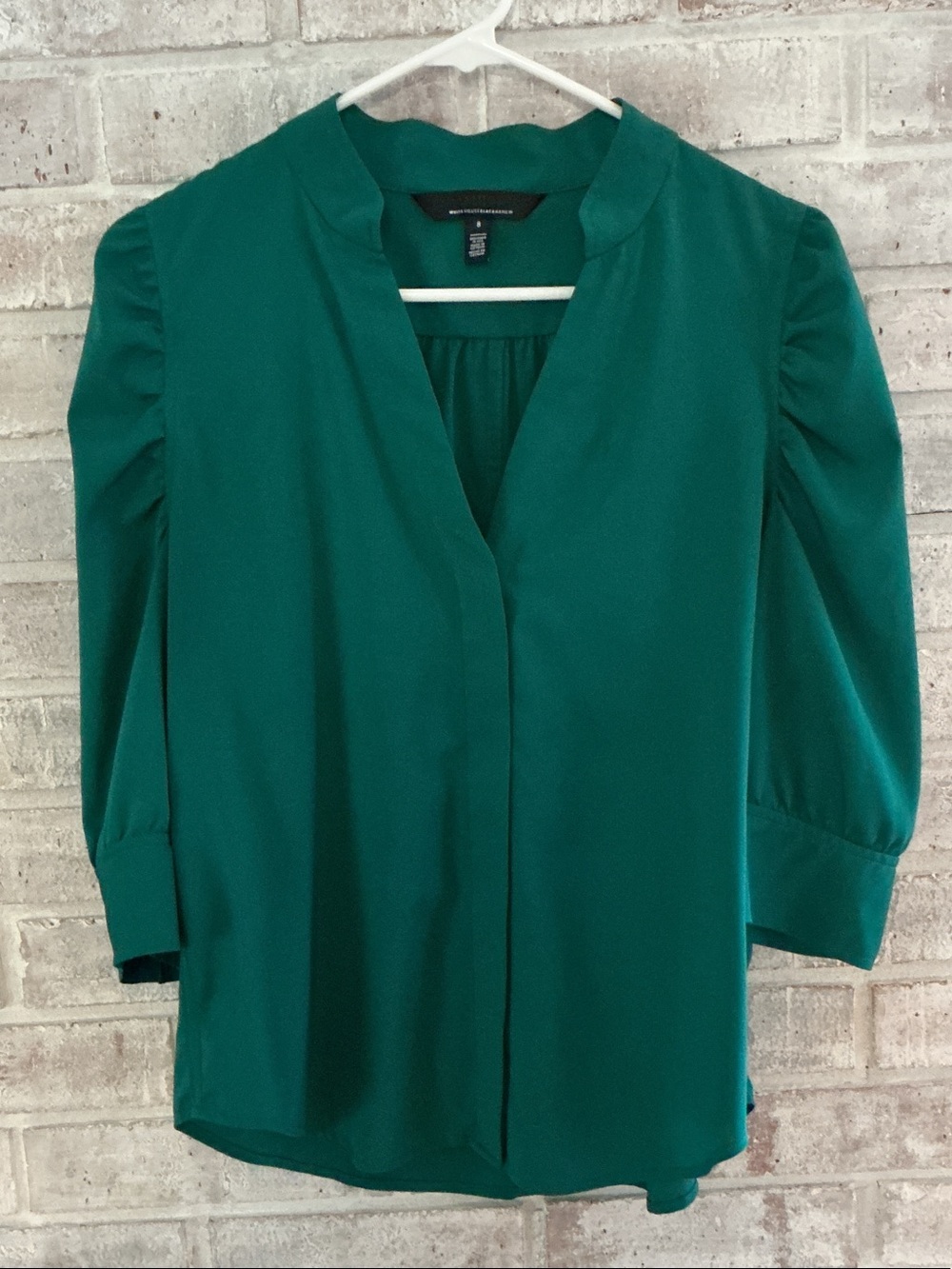 White House Black Market Teal Green V-Neck Blouse